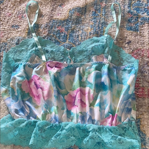 VTG Ashley Taylor SZ LG Floral Lace Camisole Top 1980s - Picture 5 of 5